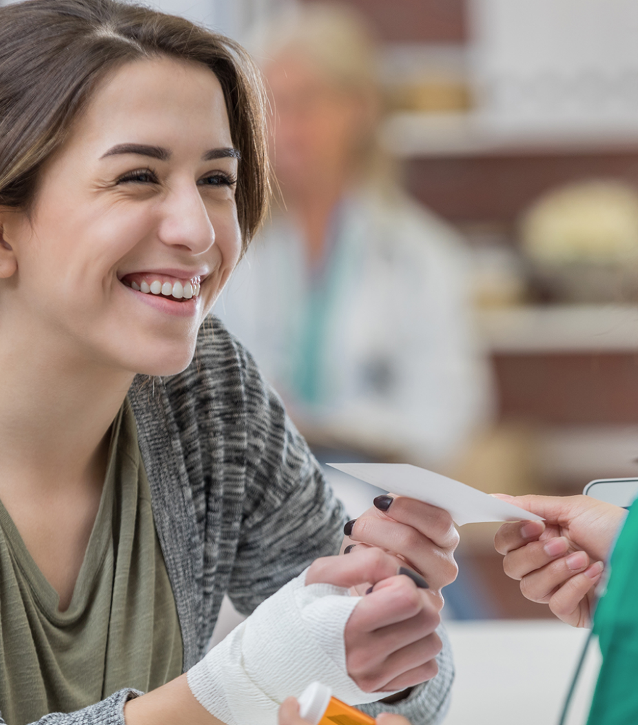 Patient receiving care at a medical clinic