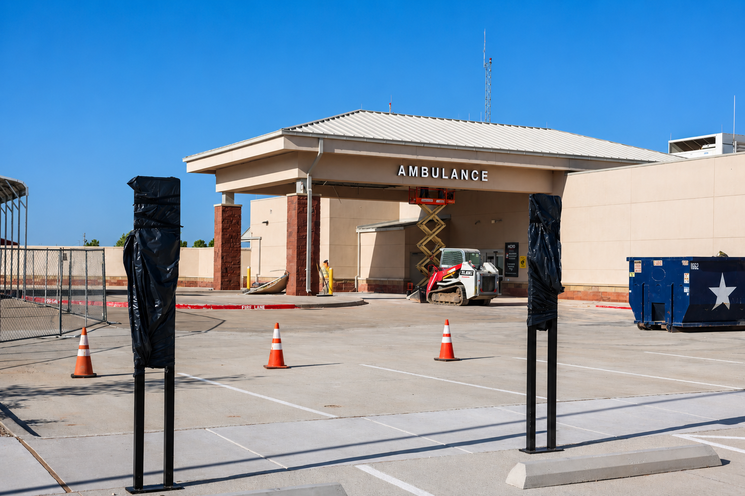 Ambulance bay at Martin County Hospital District during Emergency Department expansion