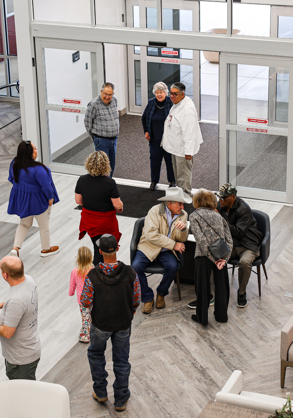 Visitors touring the building.