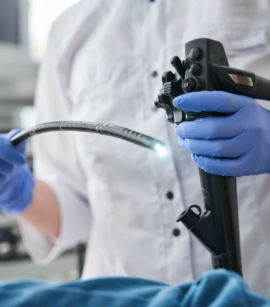 Clinical team performing an endoscopy procedure