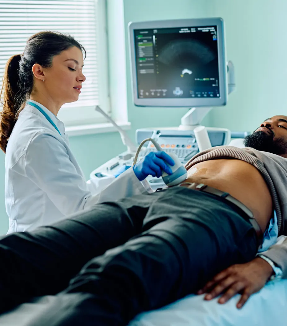 Medical professional performing an ultrasound examination