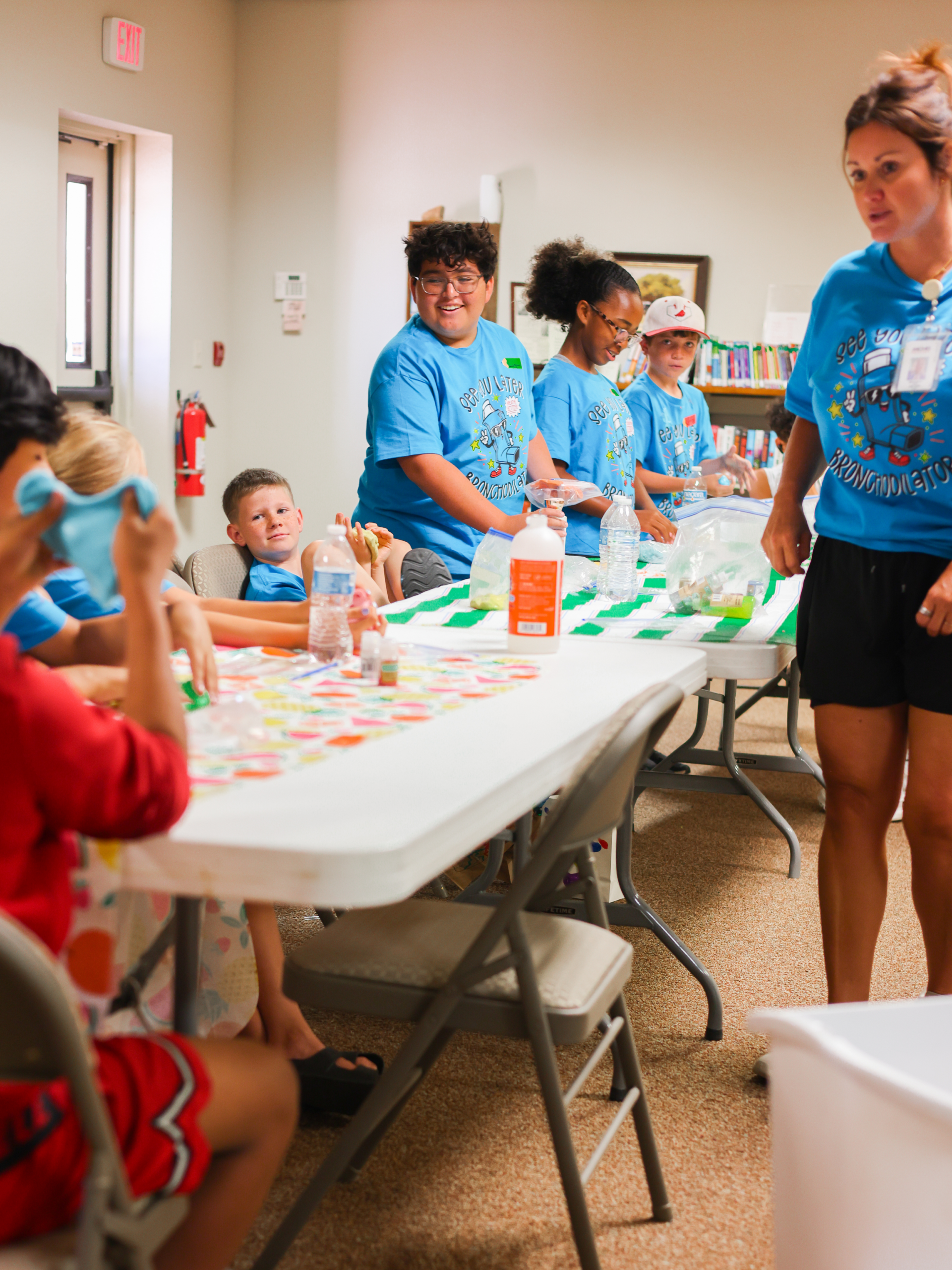 Children participating in an asthma education program with Martin County Hospital District staff