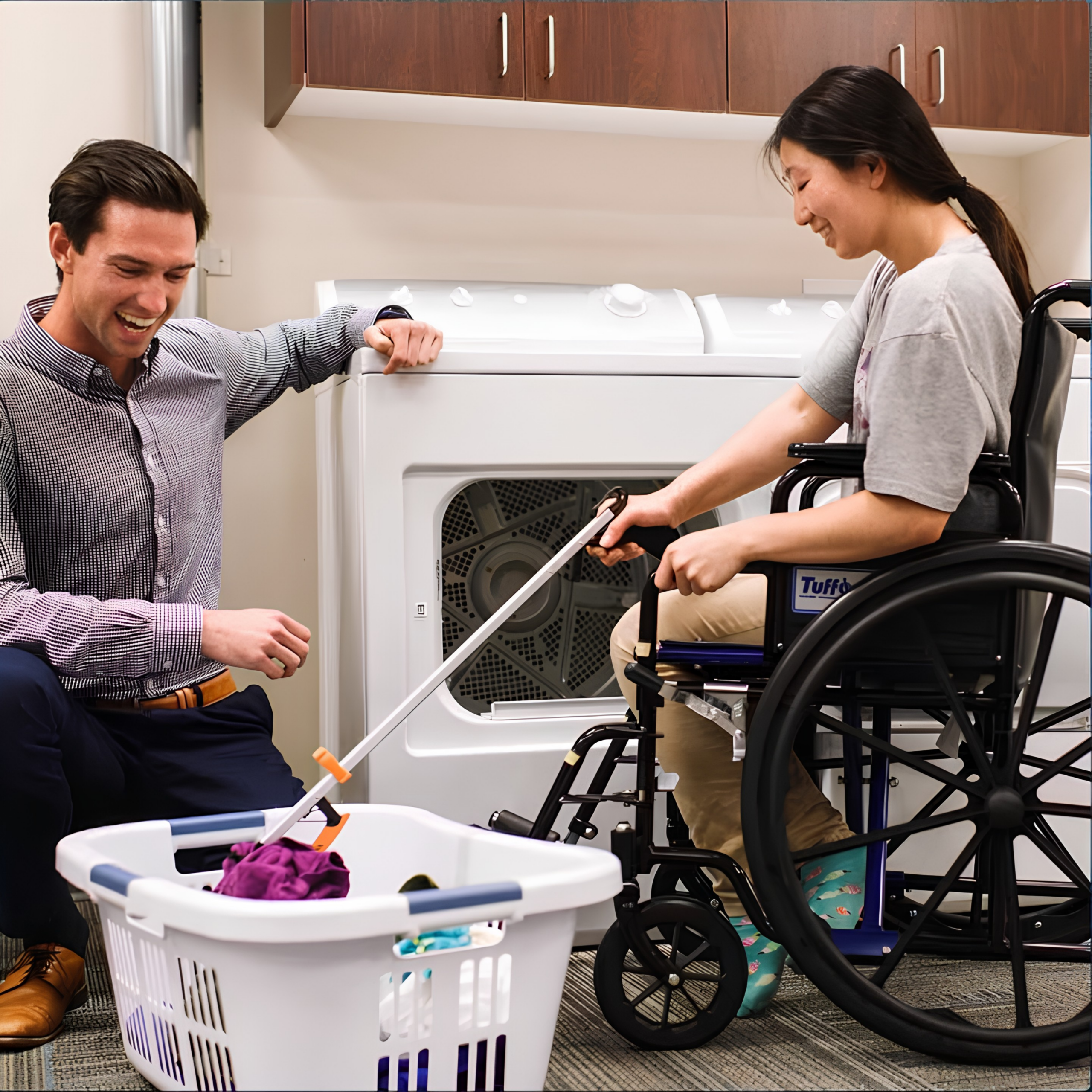Occupational therapist helping a patient with daily activities