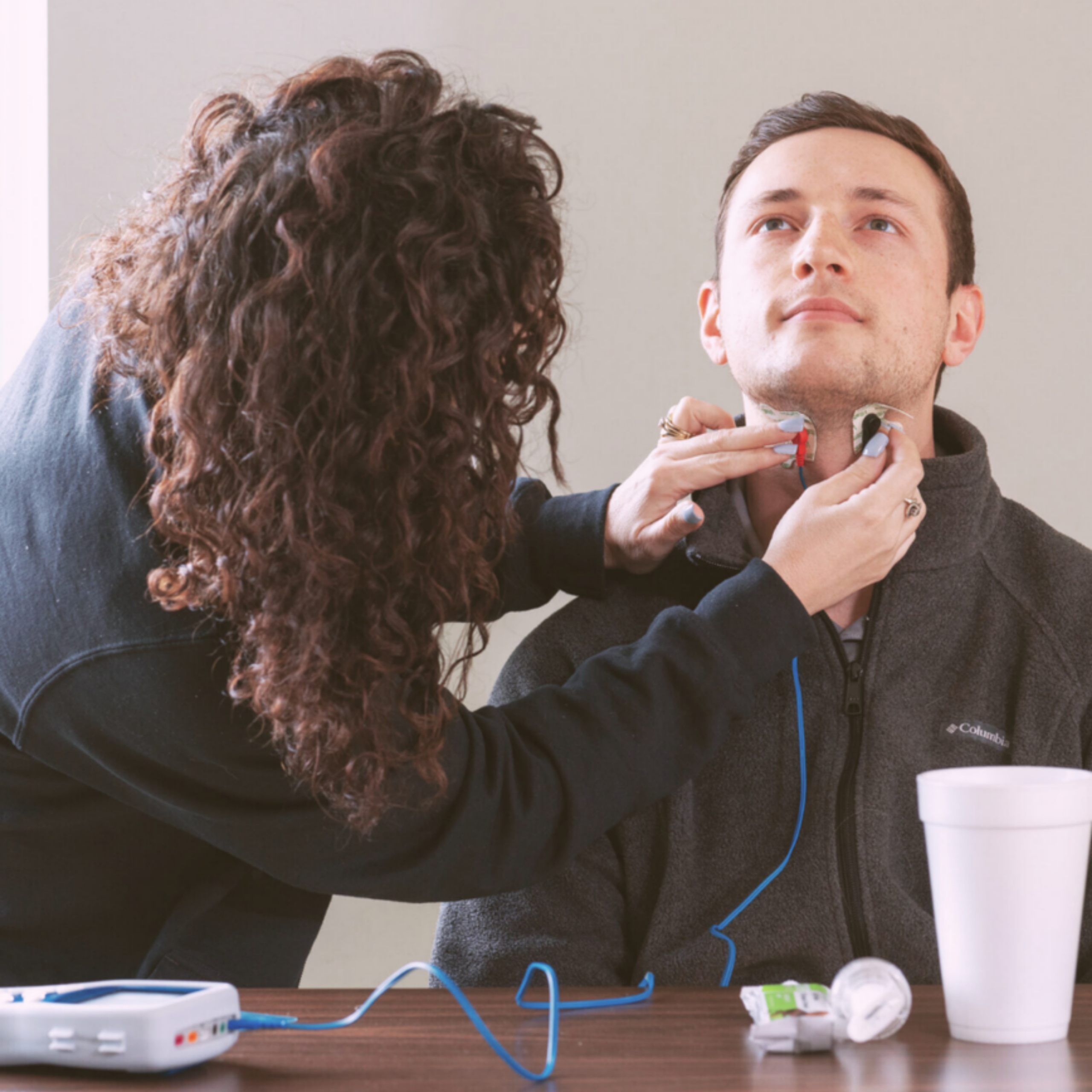 Patient receiving speech therapy