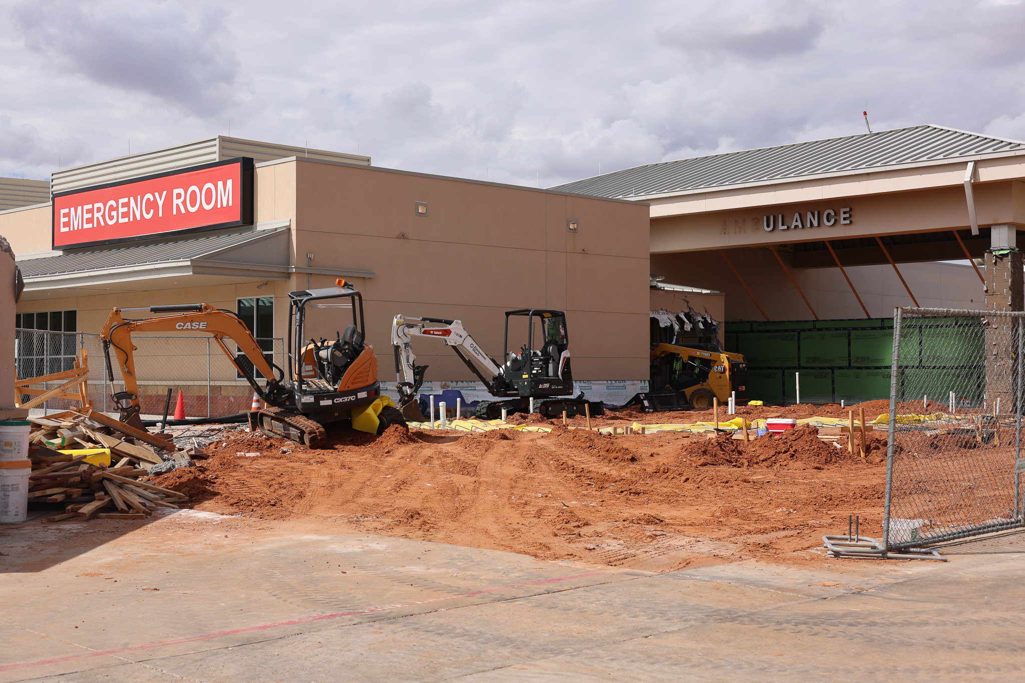 Ambulance bay at Martin County Hospital District during the Emergency Department expansion
